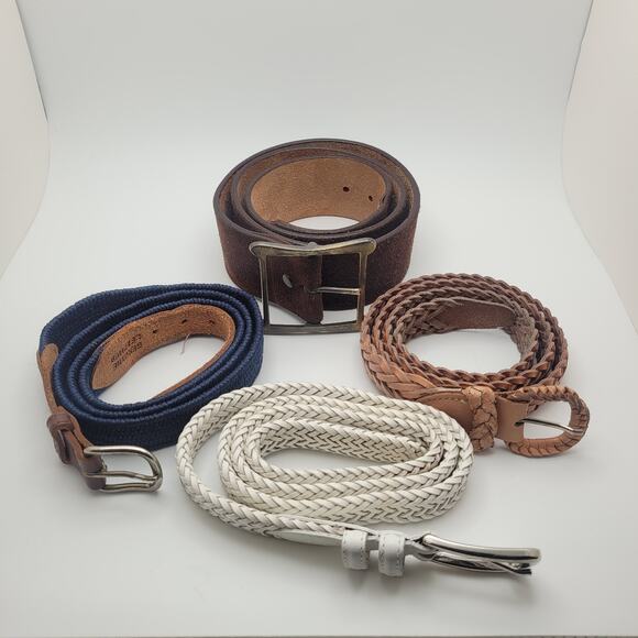 None and/or Unknown Accessories - Mixed Belt Lot Braided Leather Canvas Western Boho Vintage Distressed Accessorie